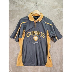 Guinness Polo Shirt Men's Size M Gray Yellow Rugby 1759 Short Sleeve Performance